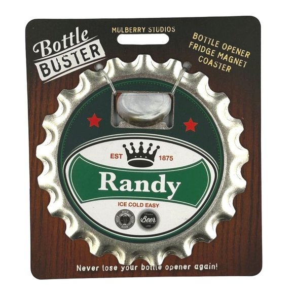 Randy Bottle Buster Bottle Opener Fridge Magnet Coaster Pre-Personalized - Picture 1 of 1